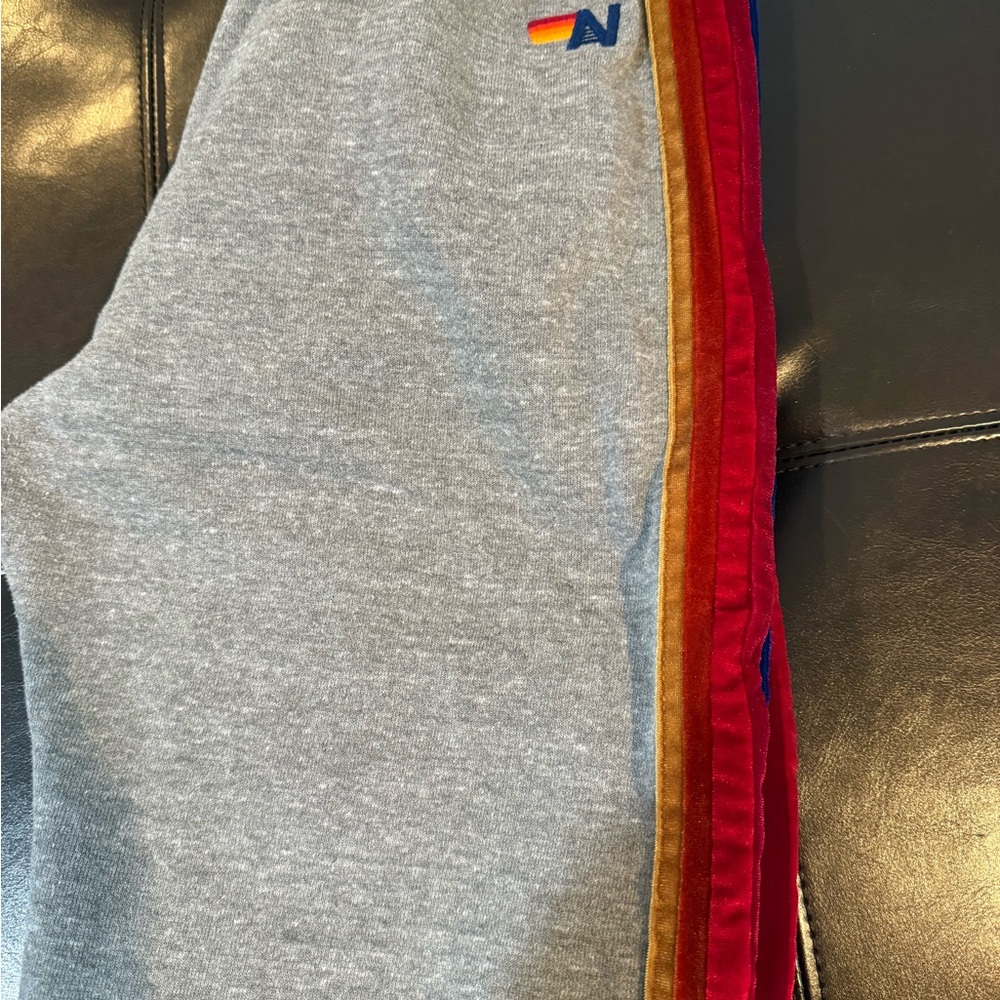 Womens Aviator Nation- Gray Sweatpants with Red and Gold Accents